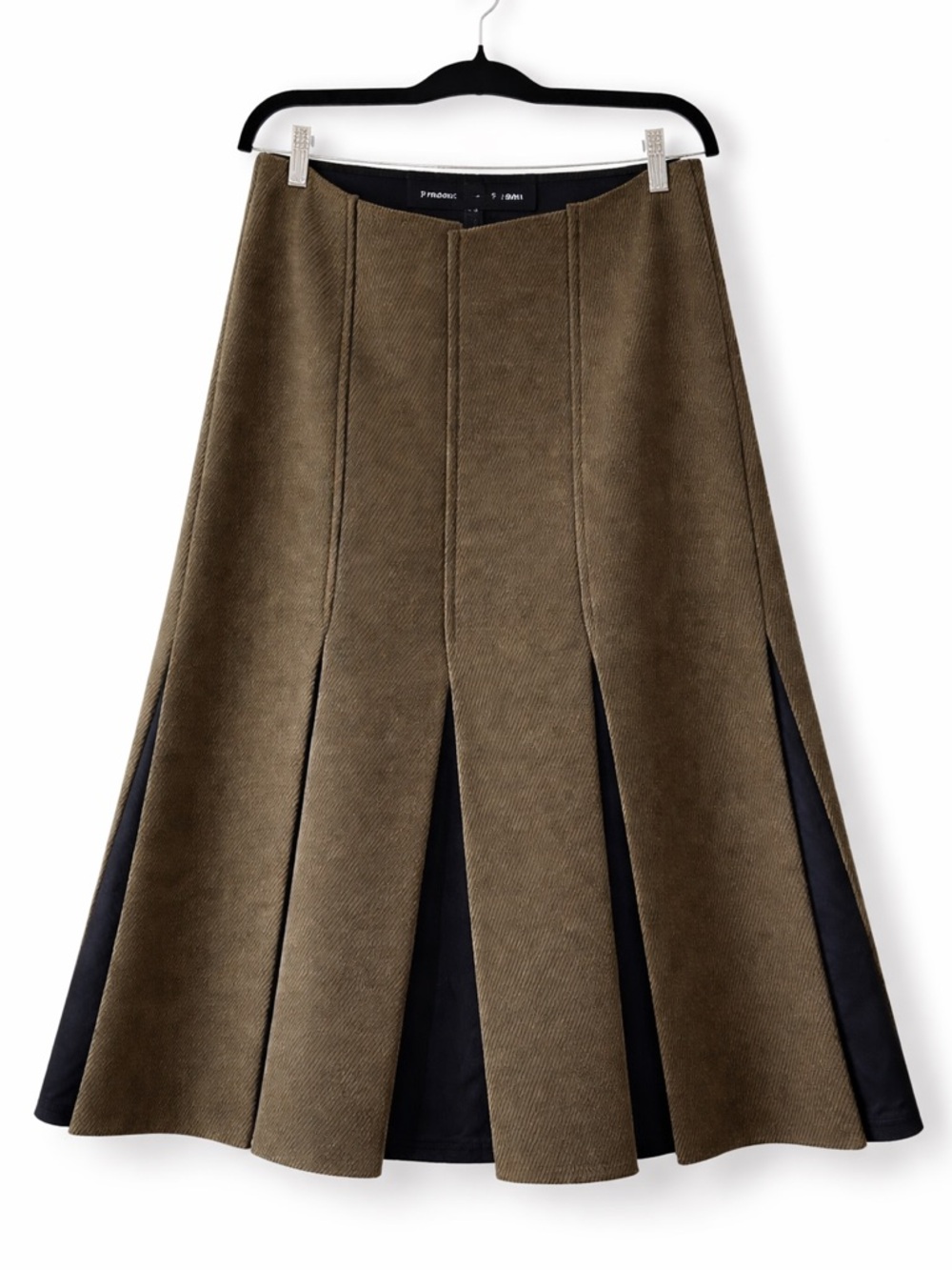 Proenza Schouler Olive and Black A-Line Panel Skirt